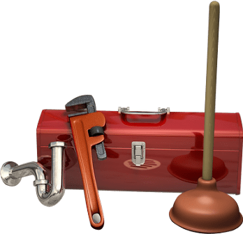 genplumbing2 general plumbing service and repair tools with drainpipe, wrench and plunger